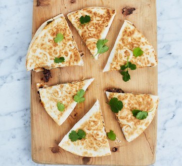 Cheesy black bean quesadillas