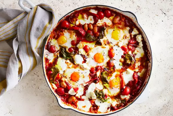 Cheesy butter-bean shakshuka