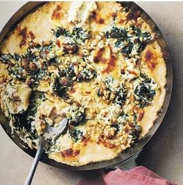 Cheesy chicken & spinach pasta bake