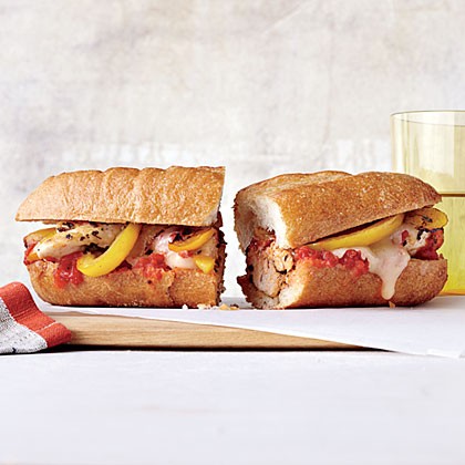 Cheesy chicken and pepper subs