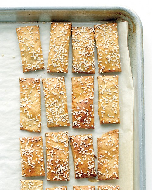 Cheesy chickpea and sesame crackers