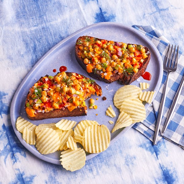 Cheesy chickpea salad toast