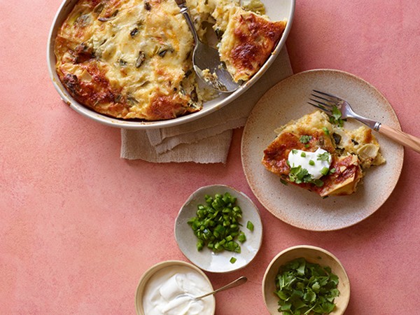 Cheesy chile strata