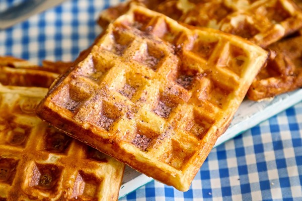 Cheesy chipotle waffles recipe with hibiscus salt