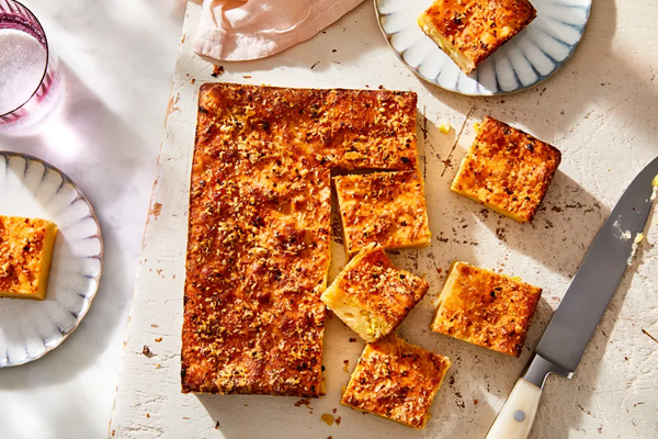 Cheesy corn mochi cake