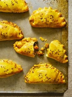 Cheesy curried root vegetable pasties