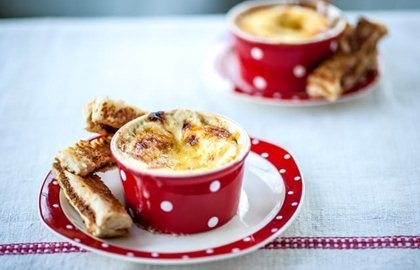 Cheesy egg with Marmite soldiers