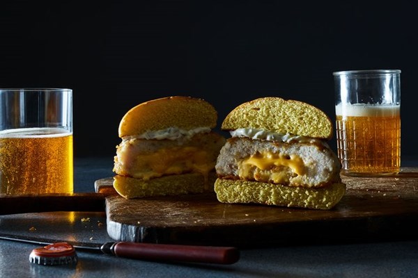 Cheesy fish burgers (The Walleye Lucy)