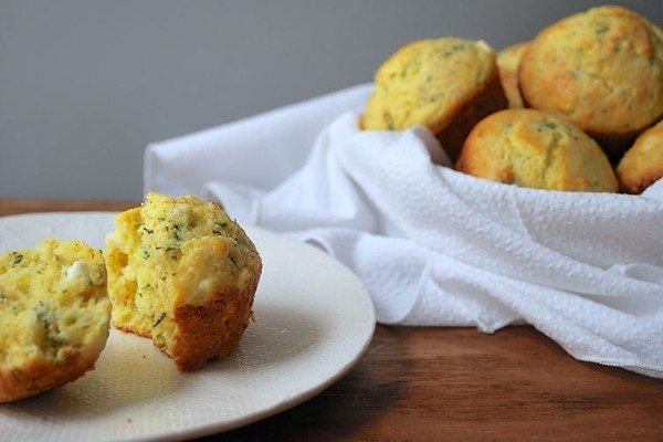 Cheesy herbed corn muffins