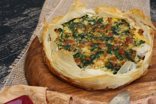 Cheesy Italian sausage & kale quiche