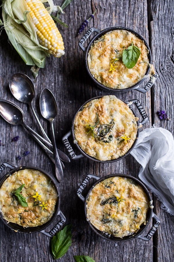 Cheesy kale and corn soufflé
