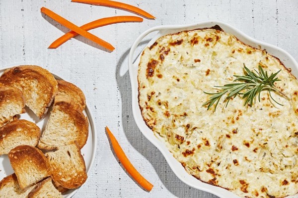 Cheesy lemon-rosemary artichoke dip