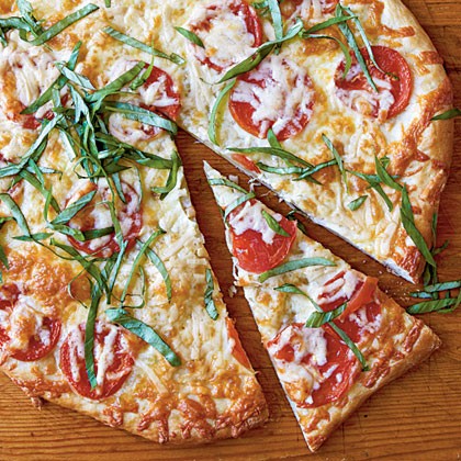 Cheesy Margherita pizza