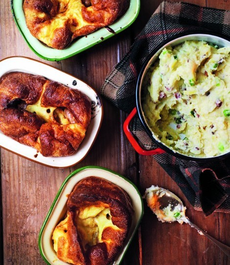 Cheesy mash with bacon and spring onions