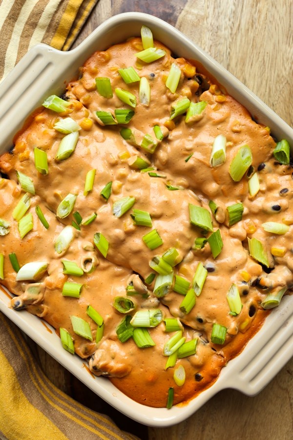 Cheesy Mexican tortilla bake