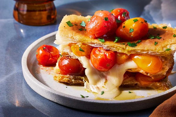 Cheesy mille-feuille with confit tomatoes [Joshua Pinsky, Claud]