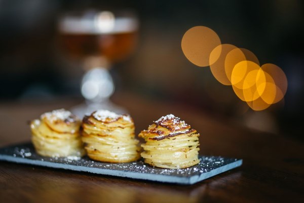 Cheesy muffin tin potato stacks