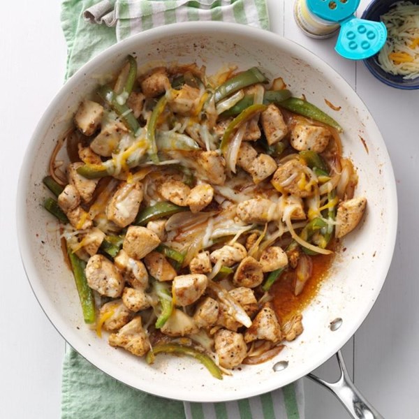 Cheesy onion chicken skillet