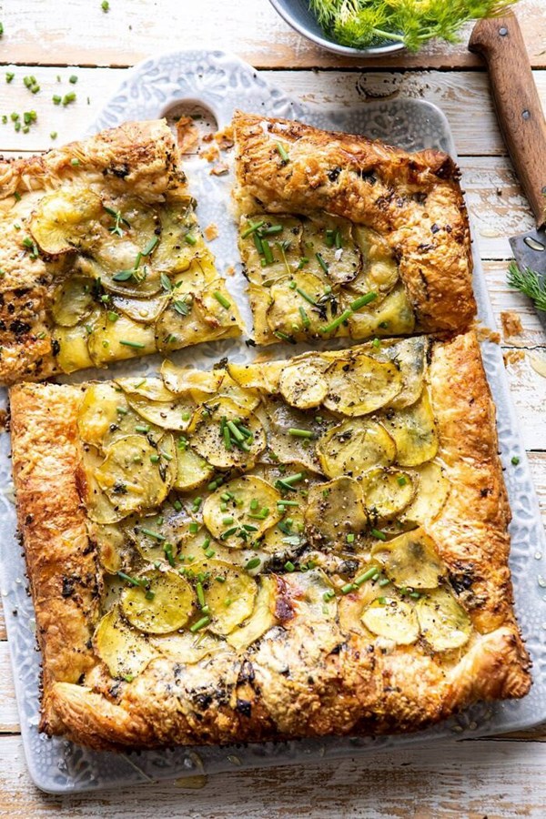 Cheesy potato chive galette