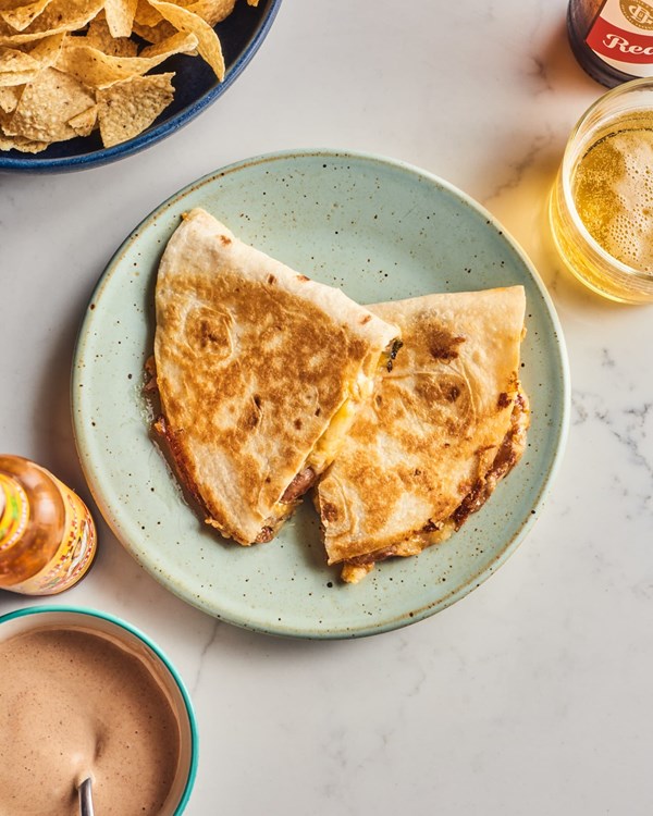 Cheesy potato quesadillas with chipotle mayo