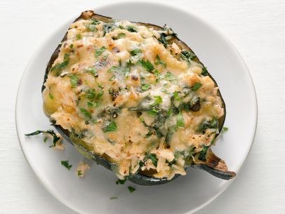 Cheesy rice-stuffed acorn squash