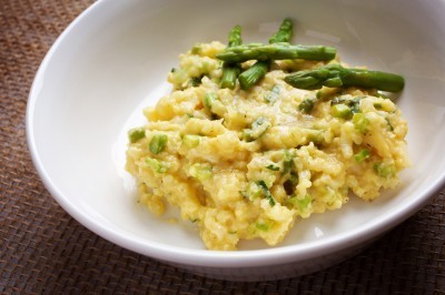 Cheesy rice with asparagus 