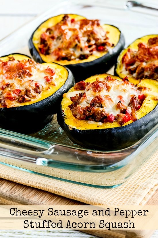 Cheesy sausage and pepper stuffed acorn squash