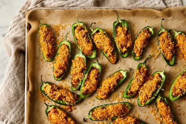 Cheesy sausage-stuffed jalapeños