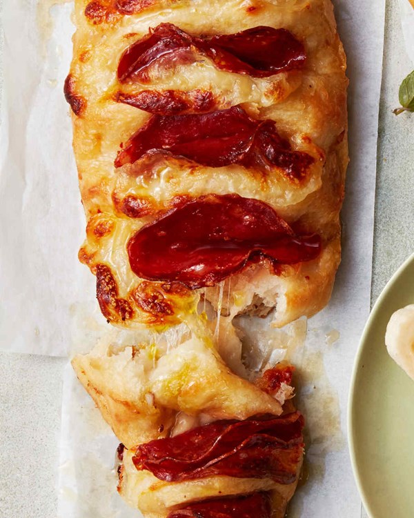 Cheesy soppressata pull-apart bread