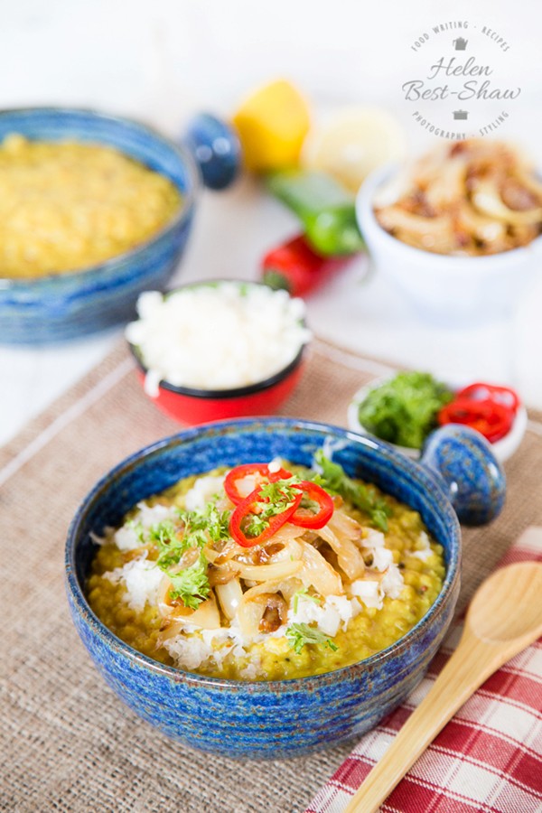 Cheesy split red lentil tarka dal