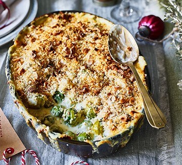 Cheesy sprout gratin
