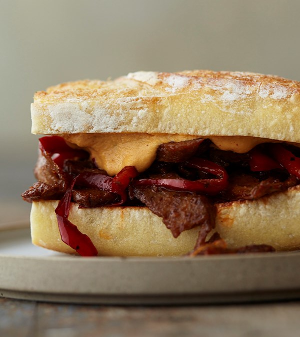 Cheesy steak-out sandwiches