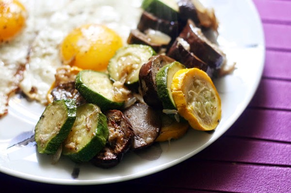Cheesy summer squash and crab bake