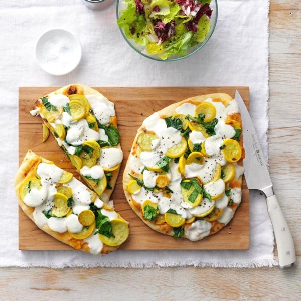 Cheesy summer squash flatbreads