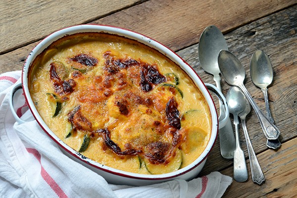 Cheesy summer squash gratin