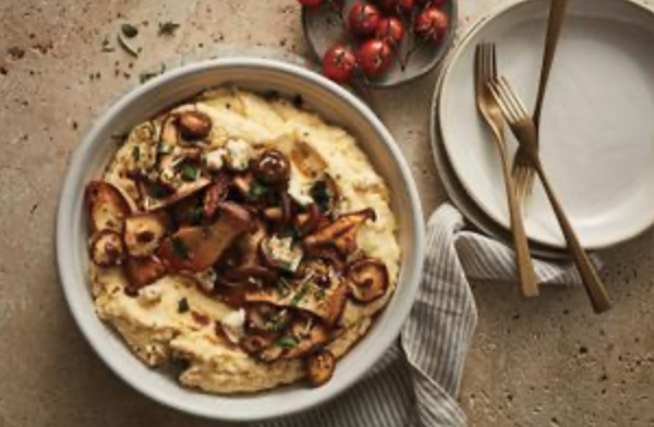 Cheesy Taleggio polenta with herby mixed mushrooms