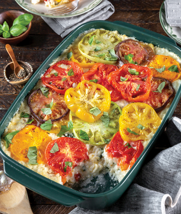 Cheesy tomato and rice casserole