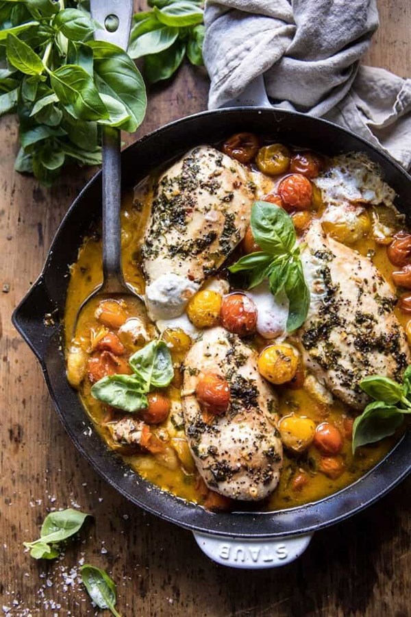 Cheesy tomato basil stuffed chicken