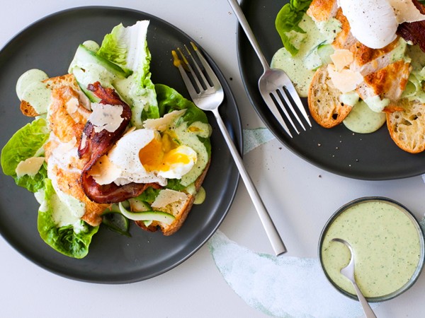 Chelsea's chicken Caesar salad (with basil Caesar dressing)