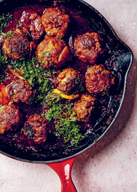 Chermoula and haloumi lamb meatballs with lemon