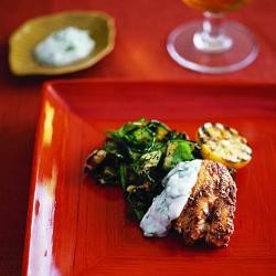 Chermoula hapuku with zucchini dill salad