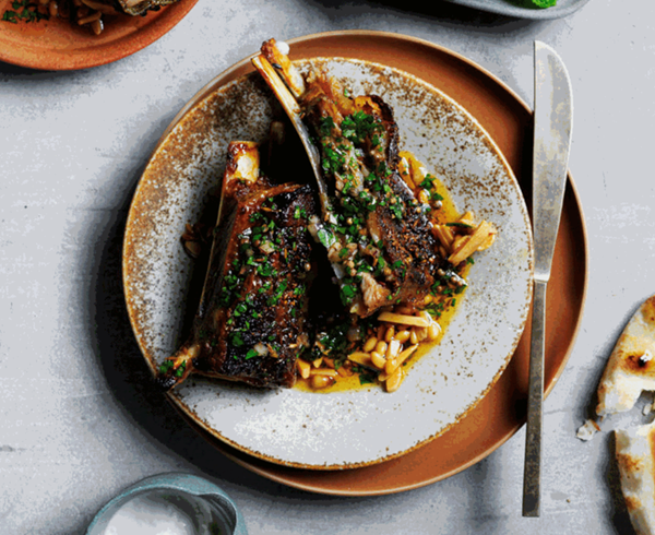 Chermoula lamb ribs fatteh