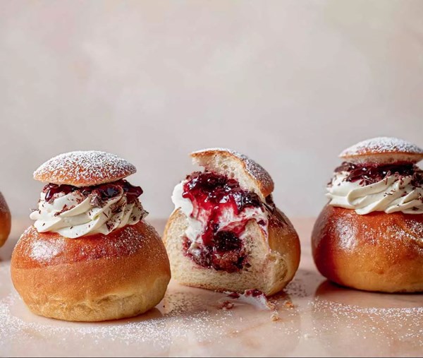 Cherry & almond semlor buns