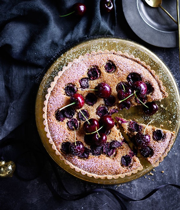 Cherry, almond and burnt-butter tart