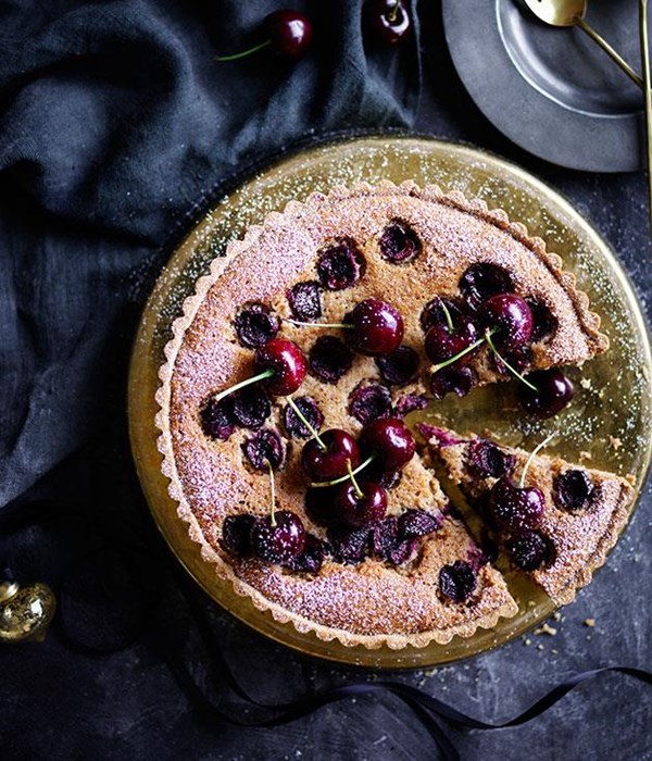 Cherry, almond and burnt-butter tart