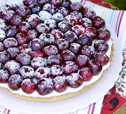 Cherry, almond and lemon mascarpone tart