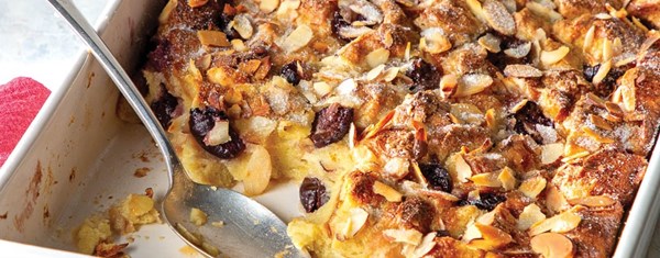 Cherry-almond bread pudding