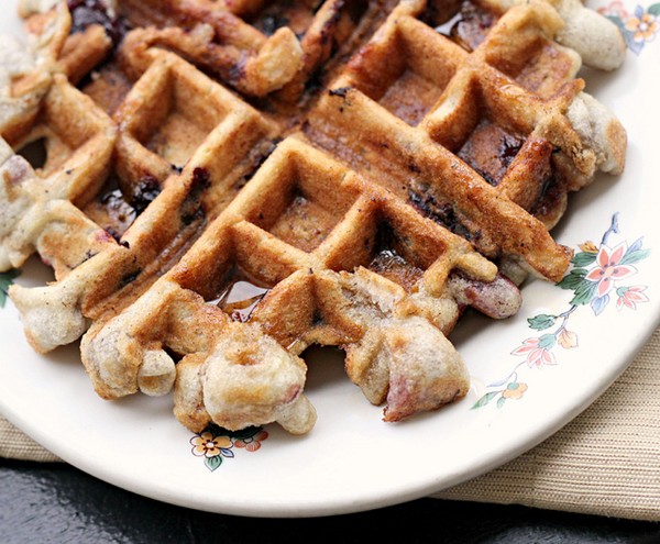 Cherry almond muffin waffles