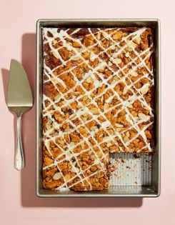 Cherry-almond slab pie with marzipan crumble