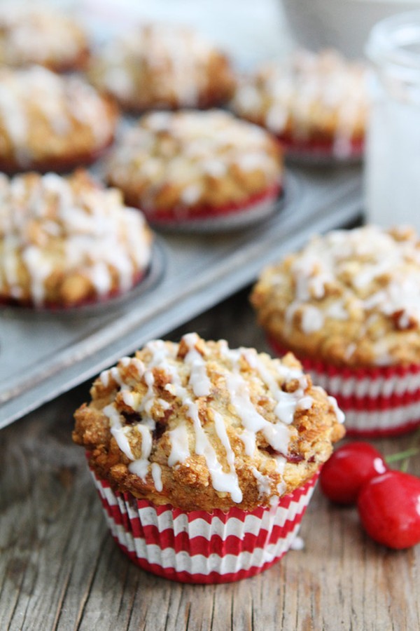Cherry almond streusel muffins